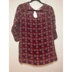 Silence + Noise Silk Plaid Blouse - Anthropologie